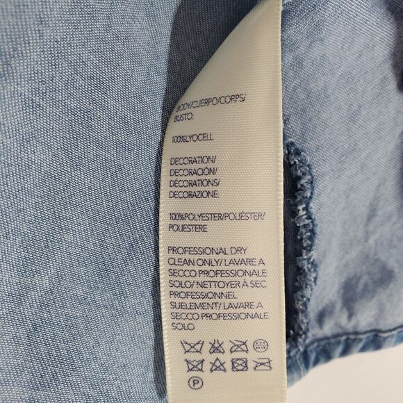 Rebecca Minkoff Summer Short Dress Small Blue Denim Chambray Off Shoulder Pocket - Picture 8 of 9